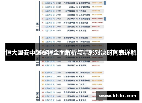 恒大国安中超赛程全面解析与精彩对决时间表详解